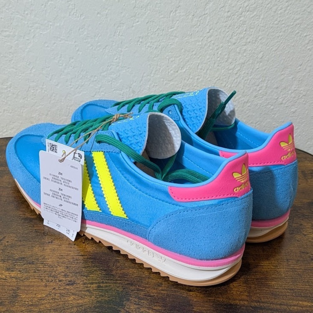 NEW Adidas SL 72 OG Sneakers Womens Sz 6.5 Sky Rush Solar Yellow Lucid Pink - Picture 4 of 16
